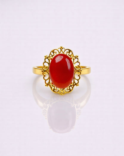 Red Aqeeq Radiance Filigree Ring (925 Silver)