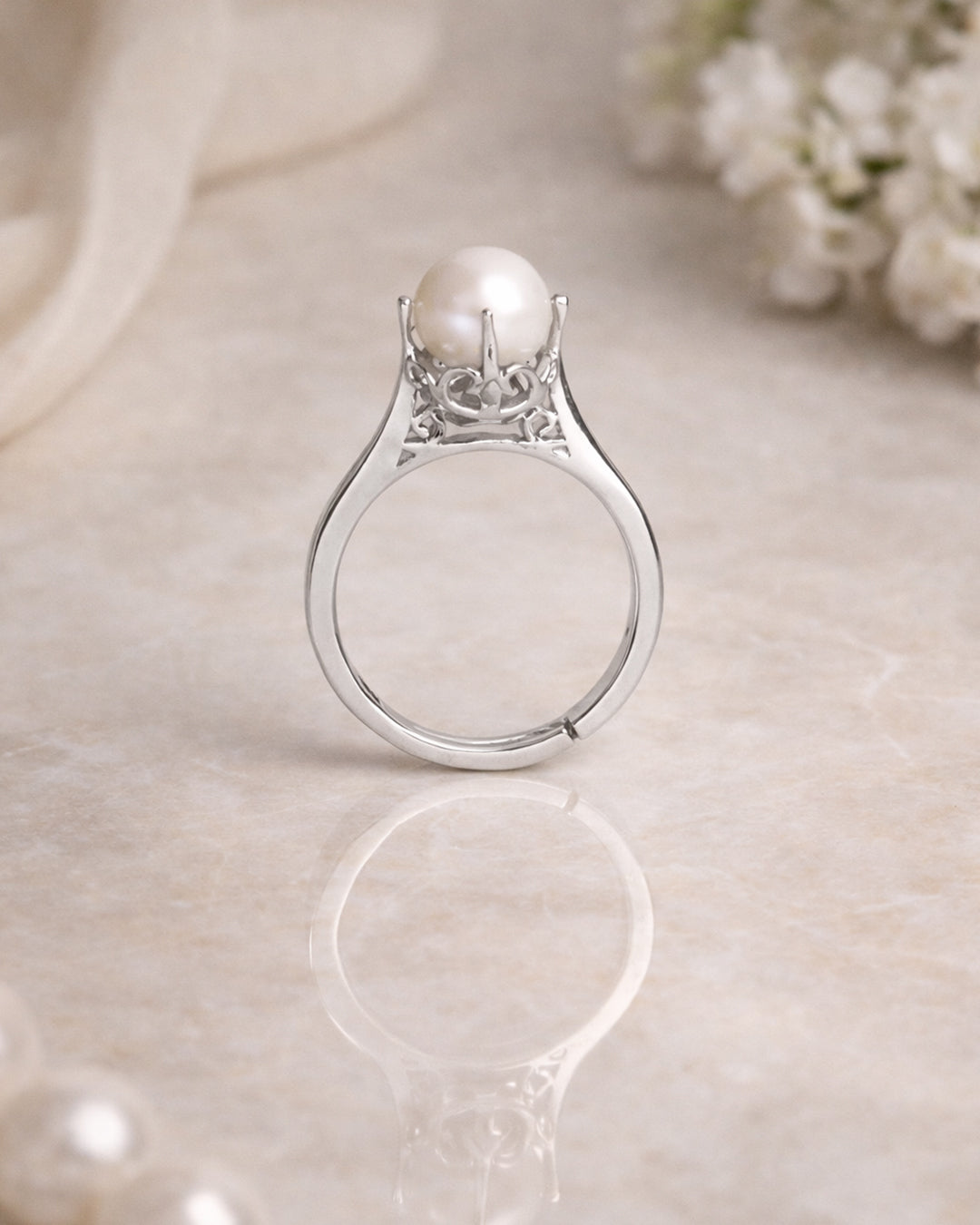 Celeste Pearl Crown Ring (925 Silver)
