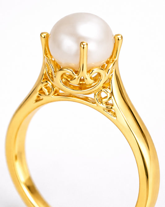 Celeste Pearl Crown Ring (925 Silver)