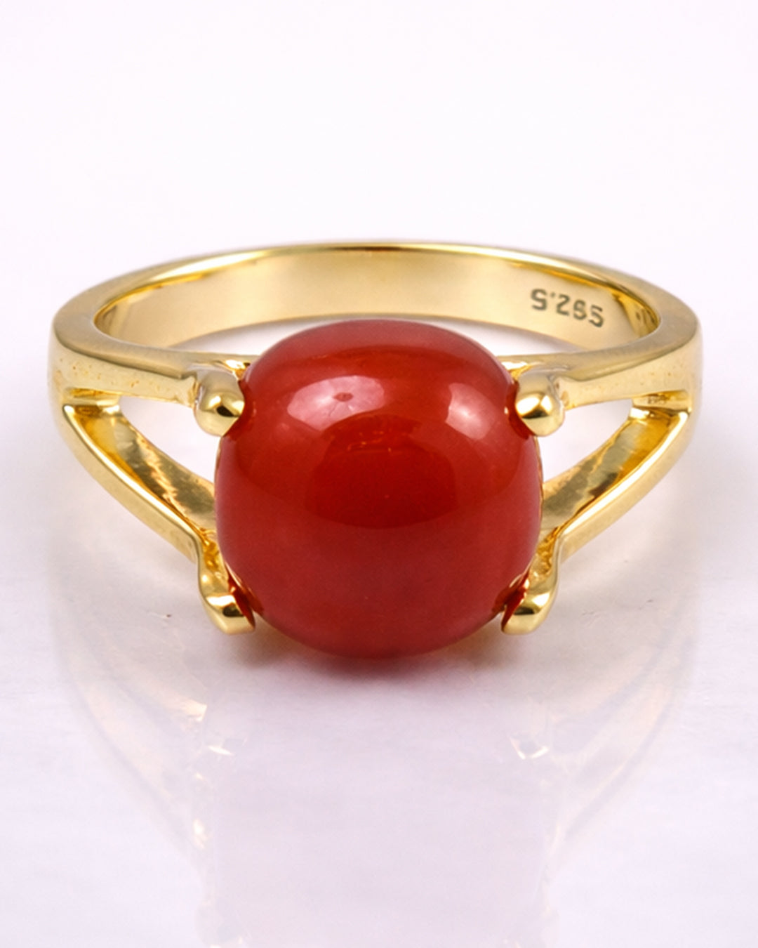 Geometric Red Aqeeq Cabochon Ring (925 Silver)