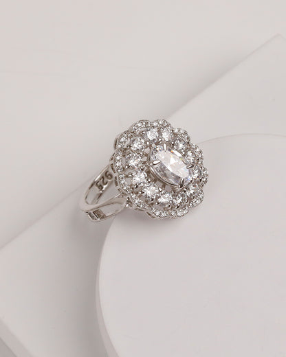 Scallop Silver Sparkle Ring (925 Silver)