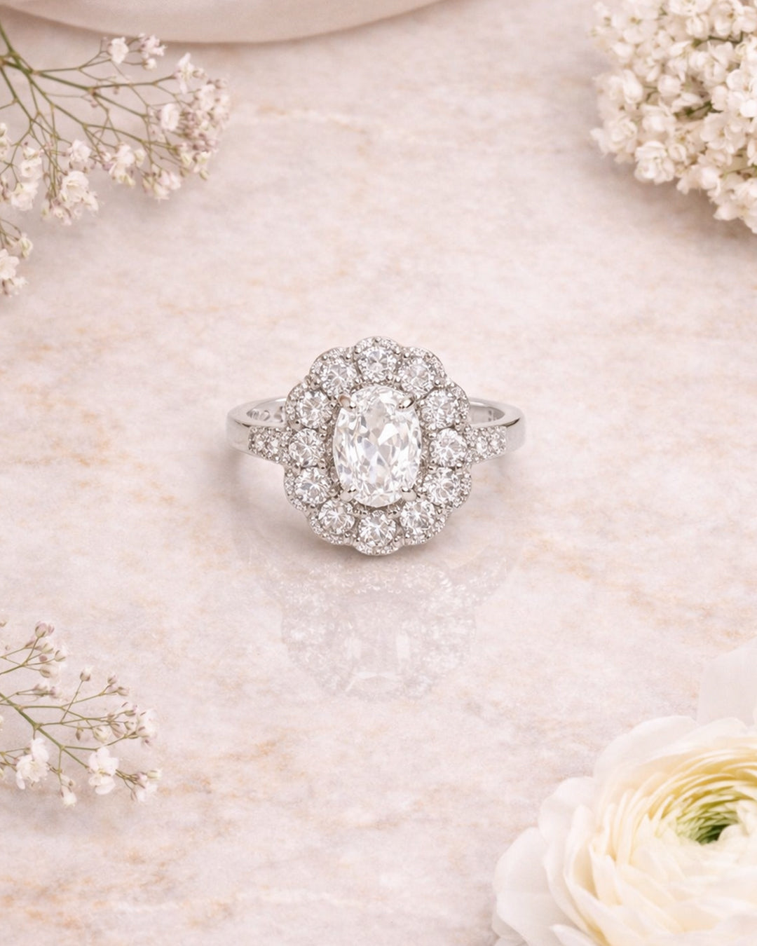 Scallop Silver Sparkle Ring (925 Silver)
