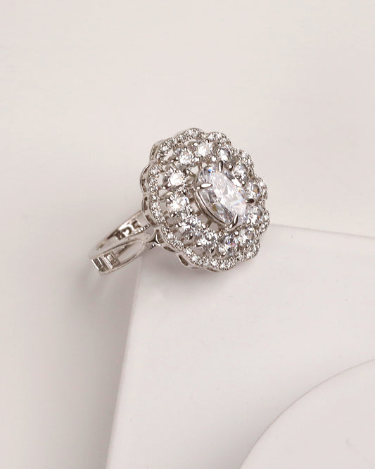 Scallop Silver Sparkle Ring (925 Silver)