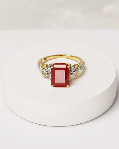 Ruby Infinity Grace Emerald-Cut Ring (925 Silver)