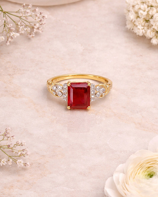 Ruby Infinity Grace Emerald-Cut Ring (925 Silver)