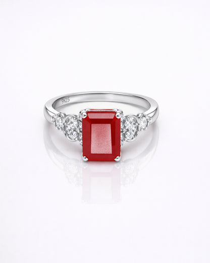 Ruby Infinity Grace Emerald-Cut Ring (925 Silver)