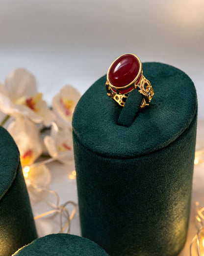 Noor Al Red Aqeeq Ring (925 Silver)