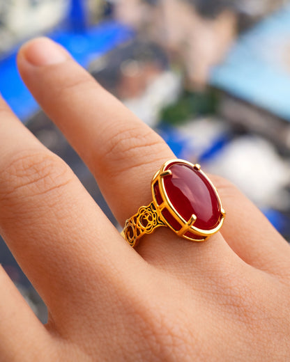 Noor Al Red Aqeeq Ring (925 Silver)