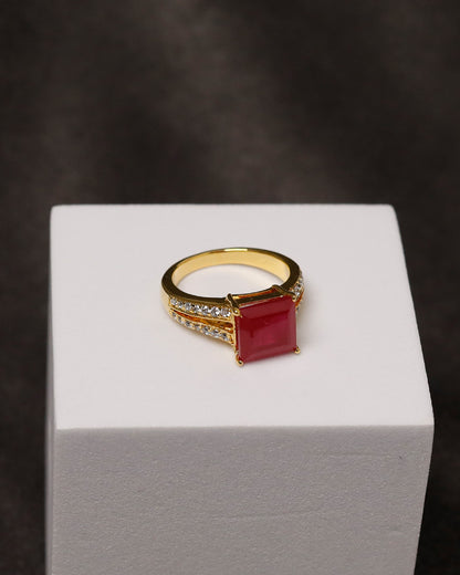 Ruby Radiance Square Ring (925 Silver)