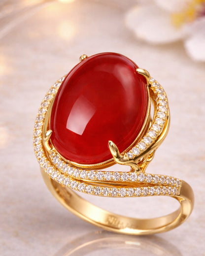 Sahar Red Aqeeq Swirl Ring (925 Silver)