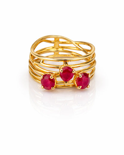 Trinity Ruby Ring (925 Silver)