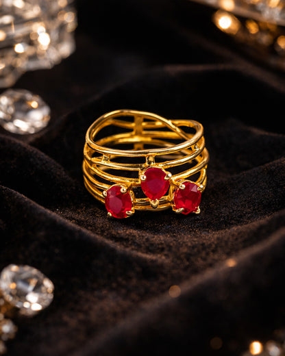 Trinity Ruby Ring (925 Silver)