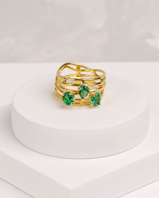 Trinity Emerald Ring (925 Silver)