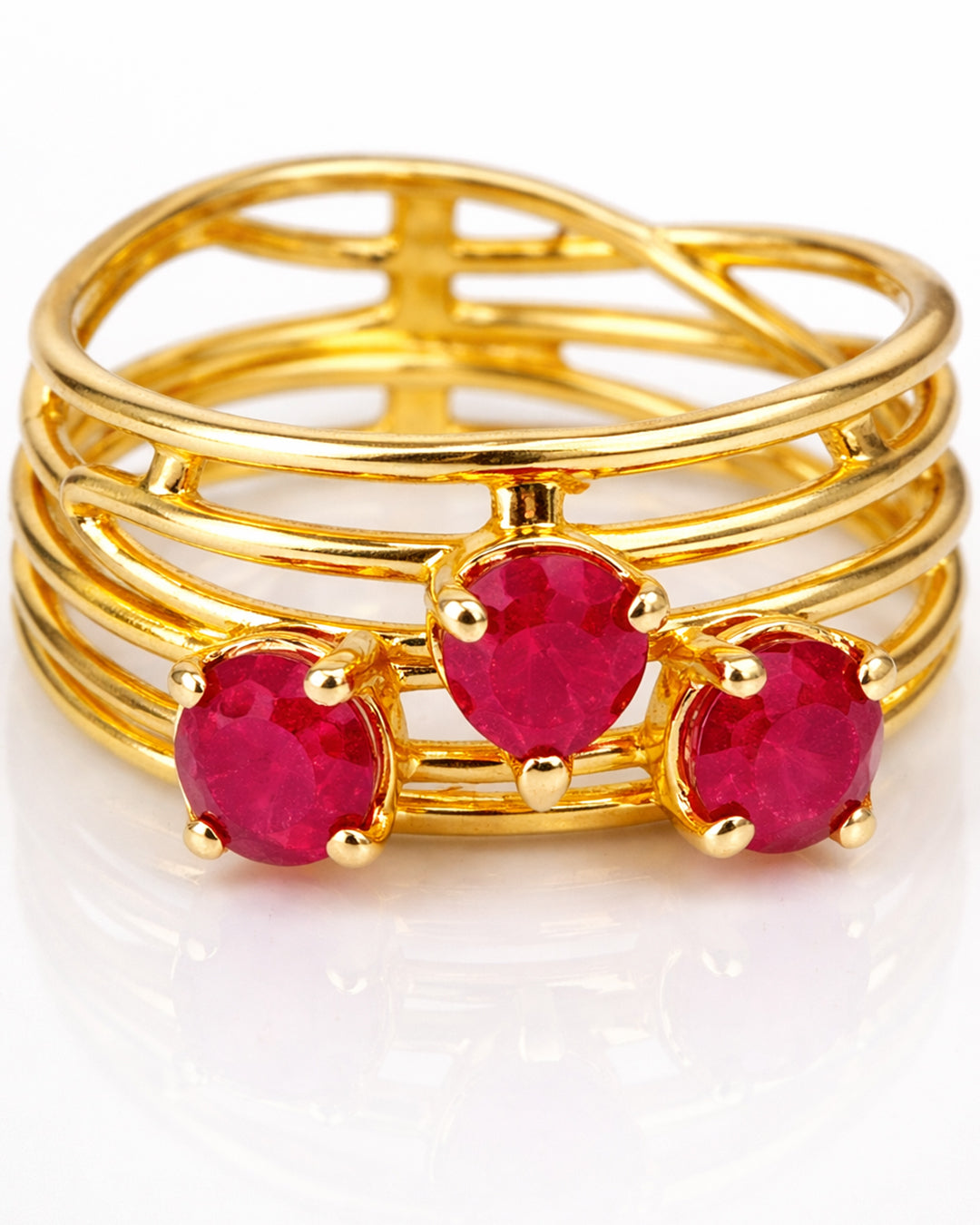 Trinity Ruby Ring (925 Silver)
