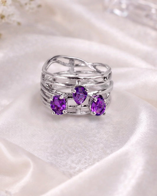 Trinity Amethyst Ring (925 Silver)
