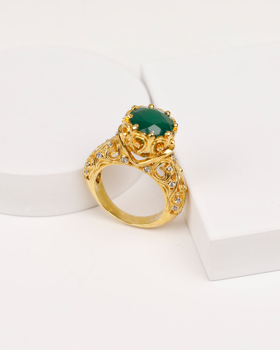 Heritage Green Aqeeq Ring (925 Silver)