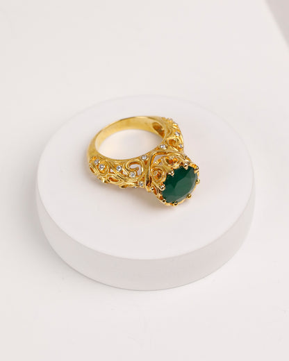 Heritage Green Aqeeq Ring (925 Silver)
