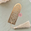 Dome Leaves Bookmark in Golden Finish and Tassel - Image 2